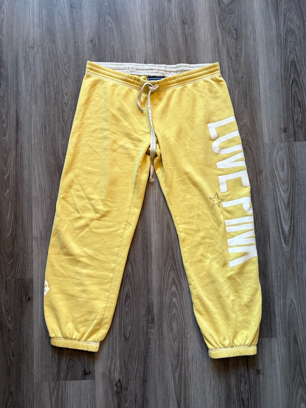 2009 PINK Victoria's Secret Yellow 'LOVE PINK' Joggers